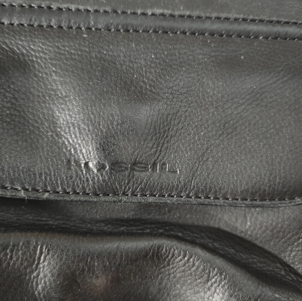 Fossil Black Leather Crossbody Bag Adjustable Strap Multi Zip - Picture 7 of 7